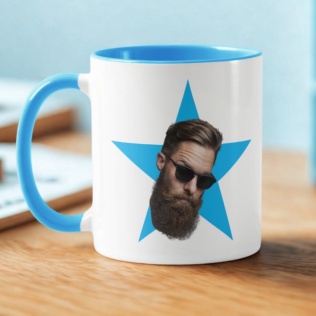 Mug Cadeau amusant, Visage bleu étoile, Cadeau de bure (Créateur téléchargé)