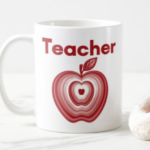 Mug Cadeau Anneaux de Pomme Rouge Enseignant