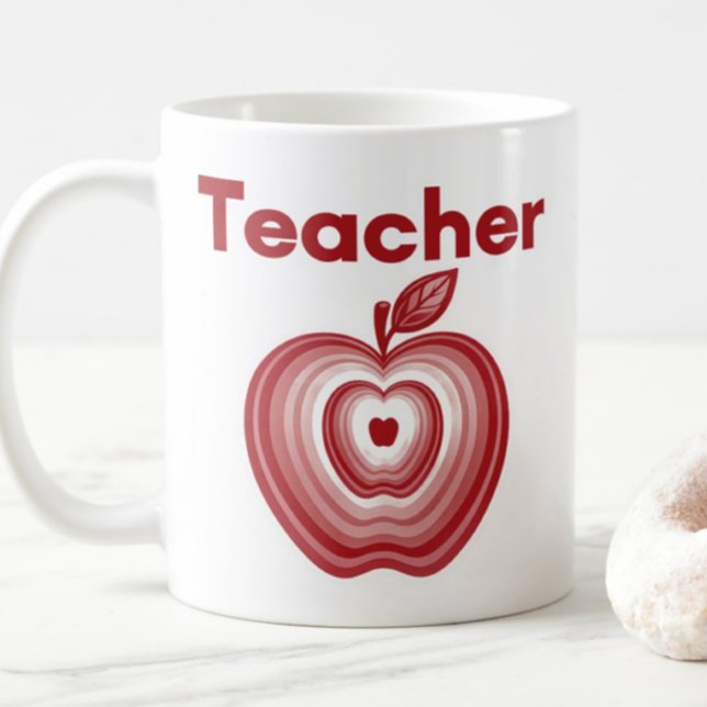 Mug Cadeau Anneaux de Pomme Rouge Enseignant (Créateur téléchargé)