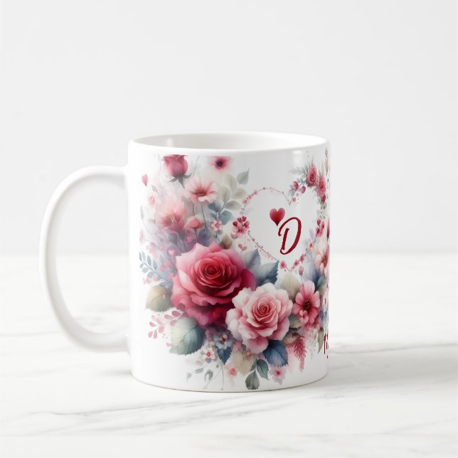 Mug Cadeau Anniversaire personnalisé avec Coeurs (Gauche)