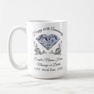 Mug Cadeau bon marché, 60 ans de mariage, personnalisé