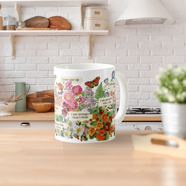 Mug Cadeau botanique vintage Affirmation positive Flor (Créateur téléchargé)