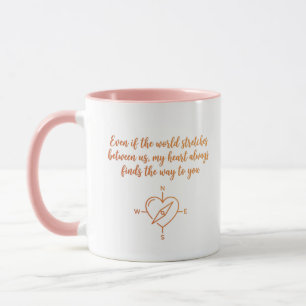 Mug Cadeau Boussole du Cœur pour Relation à Distance