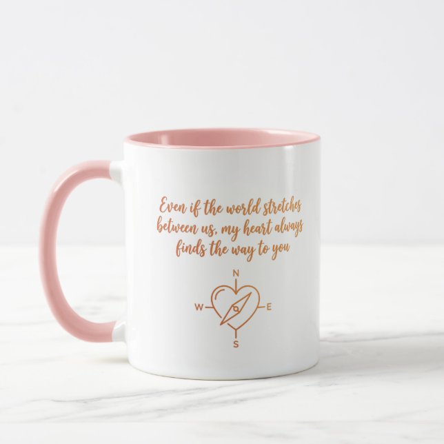 Mug Cadeau Boussole du Cœur pour Relation à Distance (Gauche)
