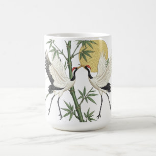 Mug Cadeau Broderie de Grue Japonaise Bambou Lever de