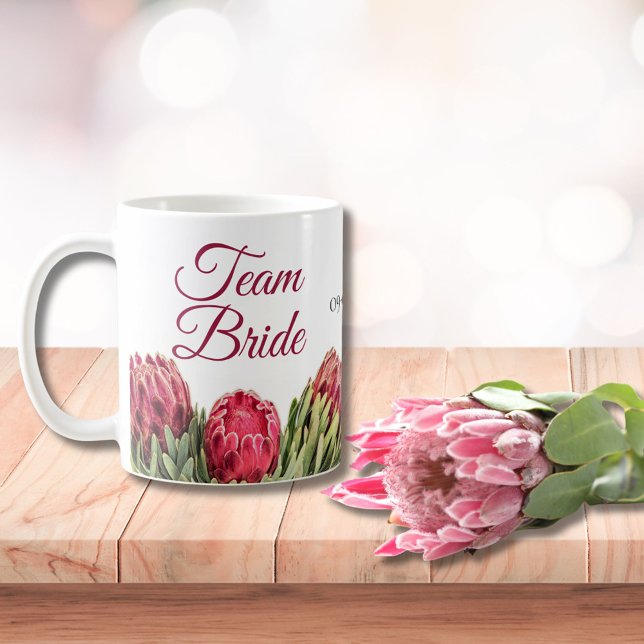 Mug Cadeau Café Entourage Floral Protea Rose Botanique (Créateur téléchargé)