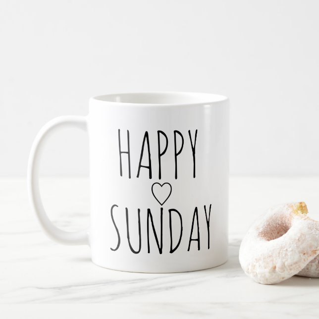 Mug Cadeau Charmant 'Joyeux Dimanche' Contour de Cœur  (Avec donut)