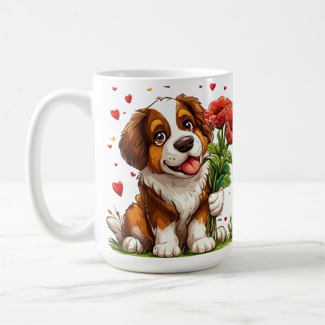 Mug Cadeau Chien Mignon de la Saint-Valentin avec  (Gauche)