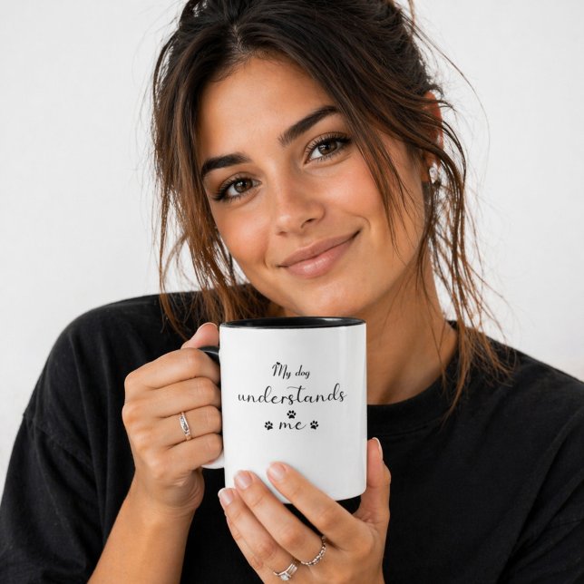 Mug Cadeau citation Mignon Mon Chien Me Comprend pour  (Cozy dog mom moment, my dog understands me mug, warm smile, cute golden retriever vibe)