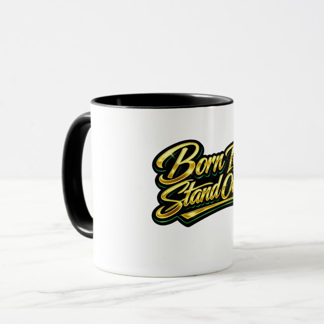 Mug Cadeau Citation Or Né Pour Se Demarquer (Devant gauche)