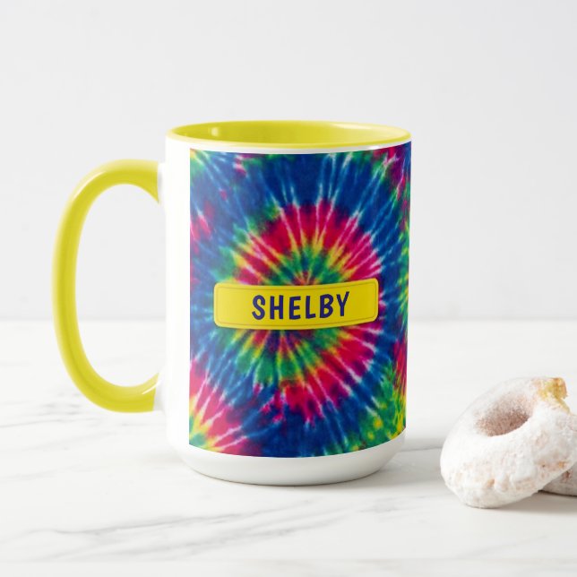 Mug Cadeau coloré personnalisé Tie-Dye (Avec donut)