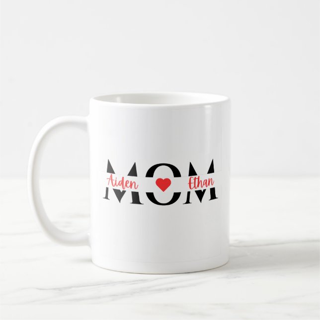 Mug cadeau customisé maman enfants noms parent personn (Gauche)