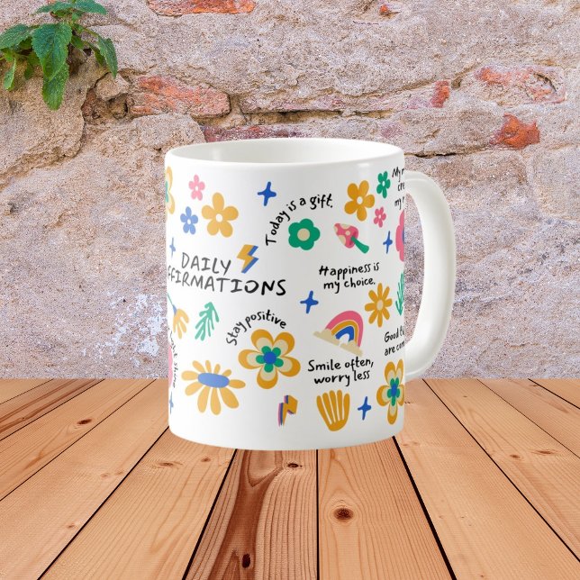 Mug Cadeau d'affirmation pour enseignant, Fleur rétro  (Créateur téléchargé)