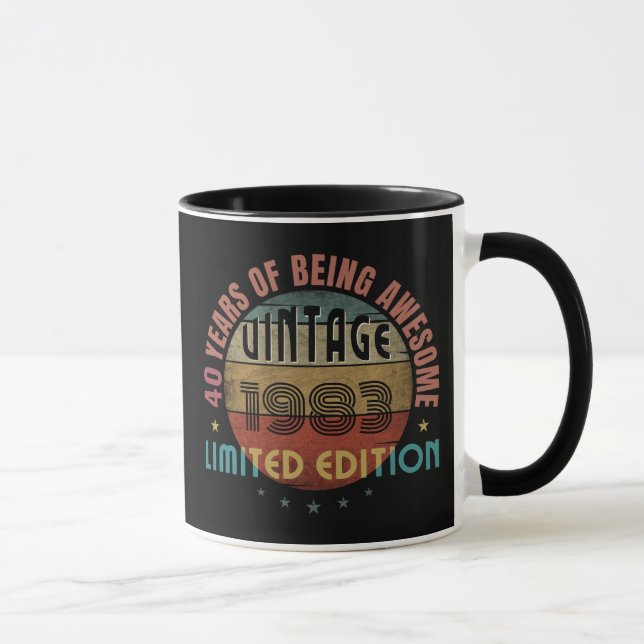 MUG CADEAU D'ANNIVERSAIRE ANNÉE DE NAISSANCE TENDANCE  (Droite)
