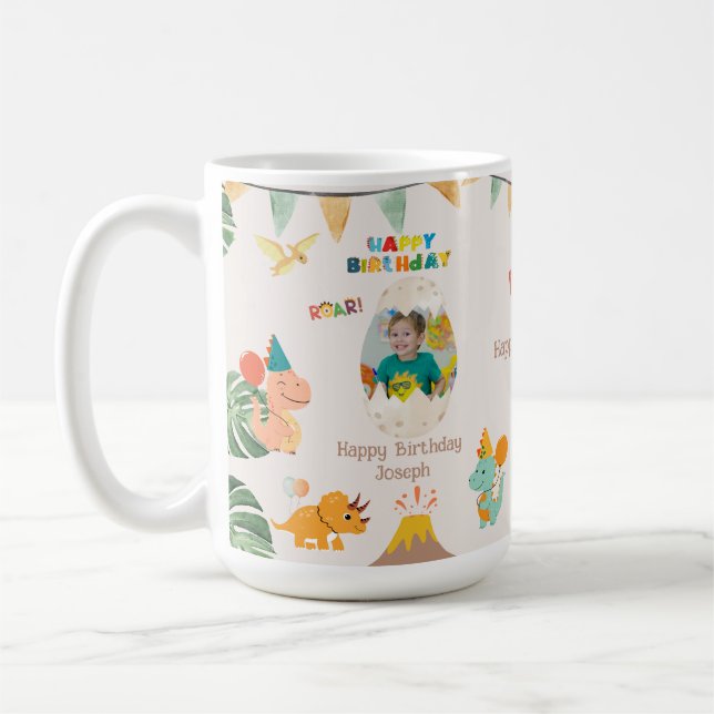 Mug cadeau d'anniversaire de dinosaure – Photo per (Gauche)