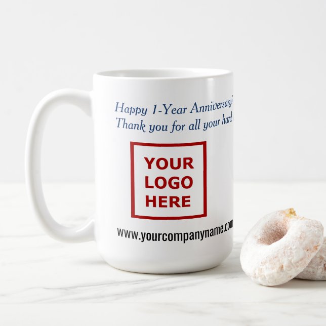 Mug Cadeau d'anniversaire de l'employé Logo d'entrepri (Avec donut)