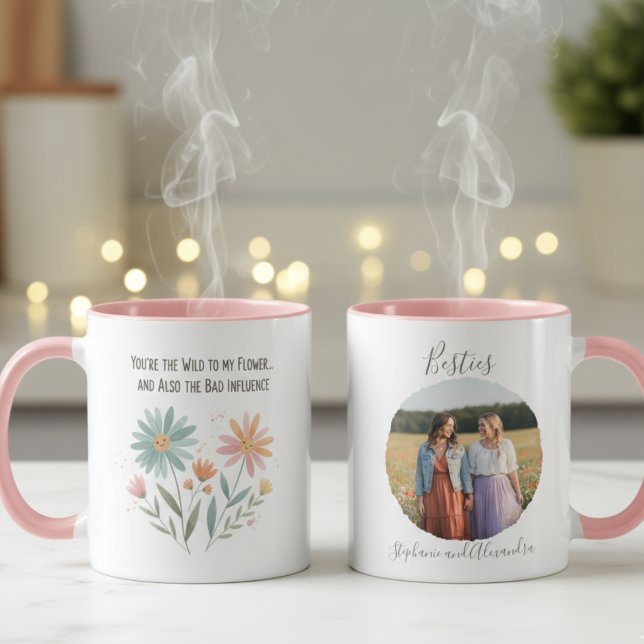 Mug Cadeau d'anniversaire de meilleure amie Drôle Flor (Best friend floral coffee mug)