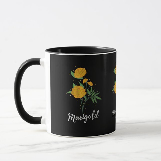 Mug cadeau d'anniversaire d'octobre marigold fleur vin (Gauche)