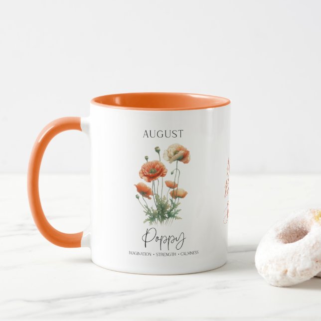 Mug Cadeau d'anniversaire du mois d'août Fleur Coqueli (Avec donut)