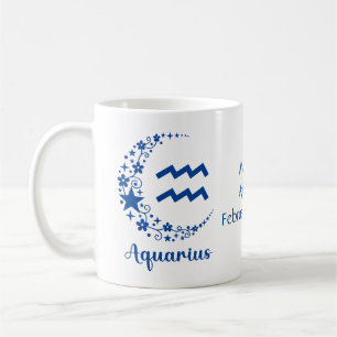 Mug Cadeau d'anniversaire du zodiaque Verseau Bleu