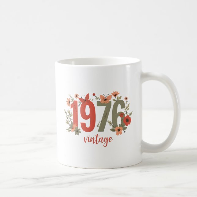 Mug Cadeau d'anniversaire Fleur Fleurie Papillon Rétro (Droite)