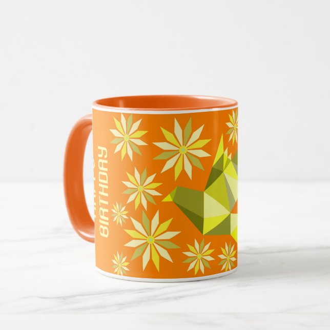 MUG CADEAU D'ANNIVERSAIRE FLEUR OISEAU SIMPLE POUR N'I (Devant gauche)