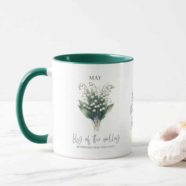 Mug Cadeau d'anniversaire Muguet Mois de naissance de  (Avec donut)
