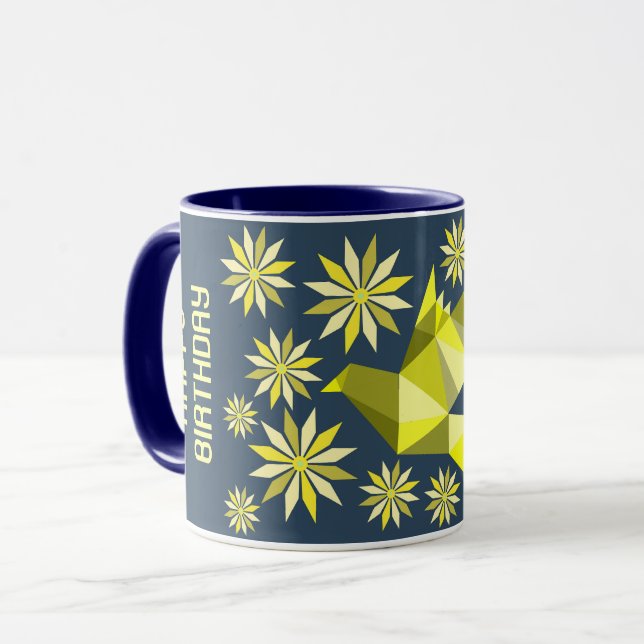 MUG CADEAU D'ANNIVERSAIRE OISEAU FLEUR SIMPLE POUR N'I (Devant gauche)