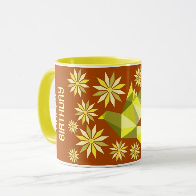 MUG CADEAU D'ANNIVERSAIRE OISEAU FLEUR SIMPLE POUR N'I (Devant gauche)