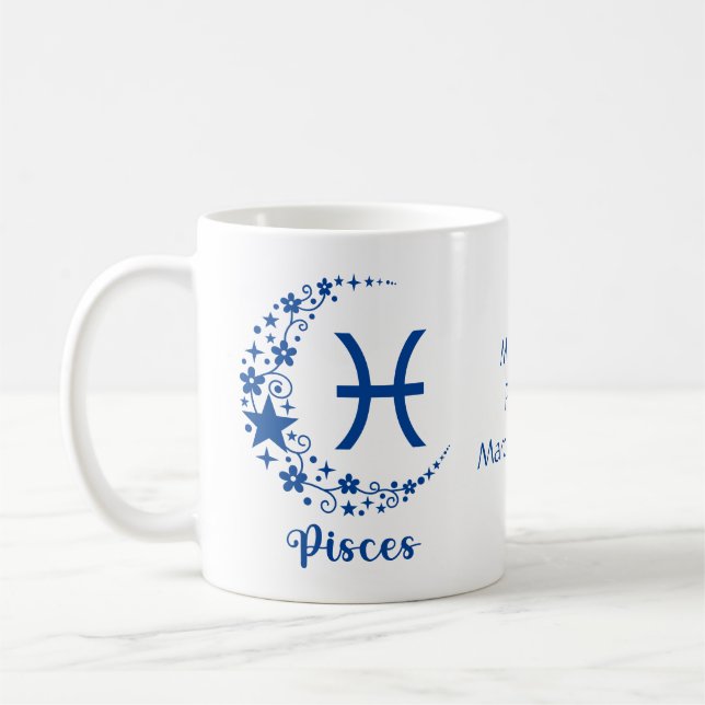 Mug Cadeau d'anniversaire Poissons Zodiaque Astrologie (Gauche)