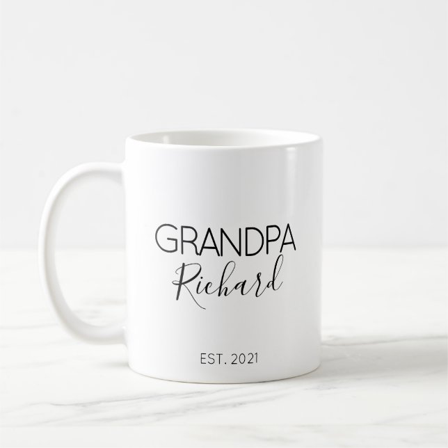 Mug Cadeau d'annonce de grossesse Nom Papy (Gauche)