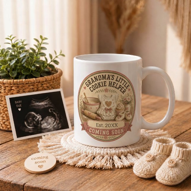 Mug Cadeau d'annonce de grossesse pour grand-mère qui  (Pregnancy Announcement Gift for Grandma Baking Coffee Mug)