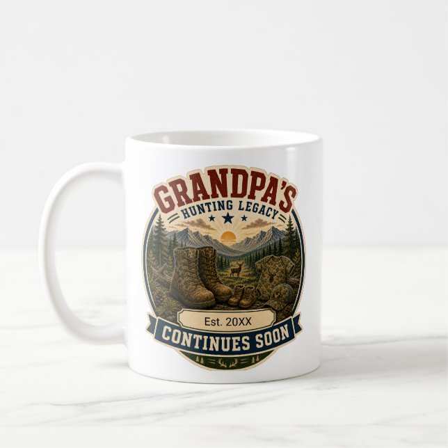 Mug Cadeau d'annonce de grossesse pour grand-père chas (Gauche)