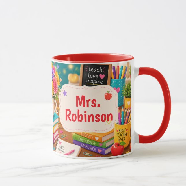 Mug Cadeau d'appréciation pour enseignant Coloré  (Droite)