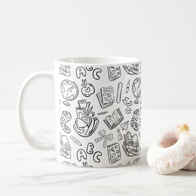 Mug Cadeau d'appréciation pour enseignant noir et blan (Avec donut)