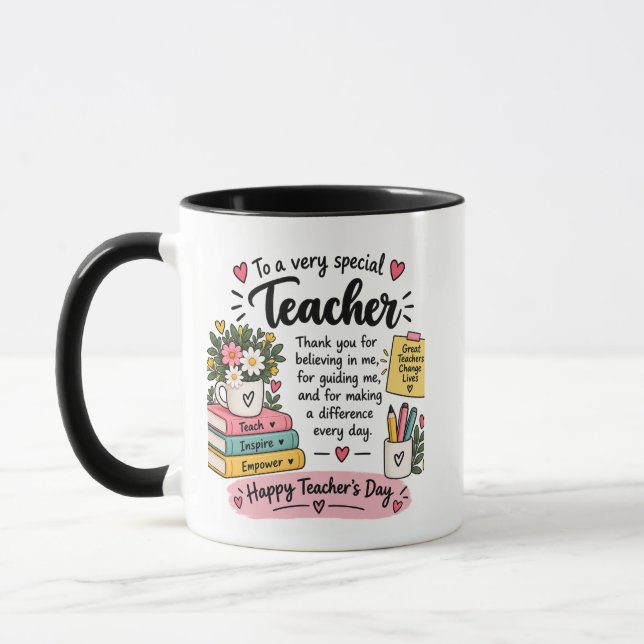 Mug Cadeau d'appréciation pour l'enseignant | Bonne fê (Gauche)