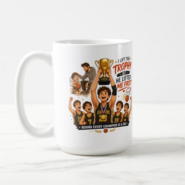 Mug Cadeau d'appréciation pour papa champion de basket (Gauche)