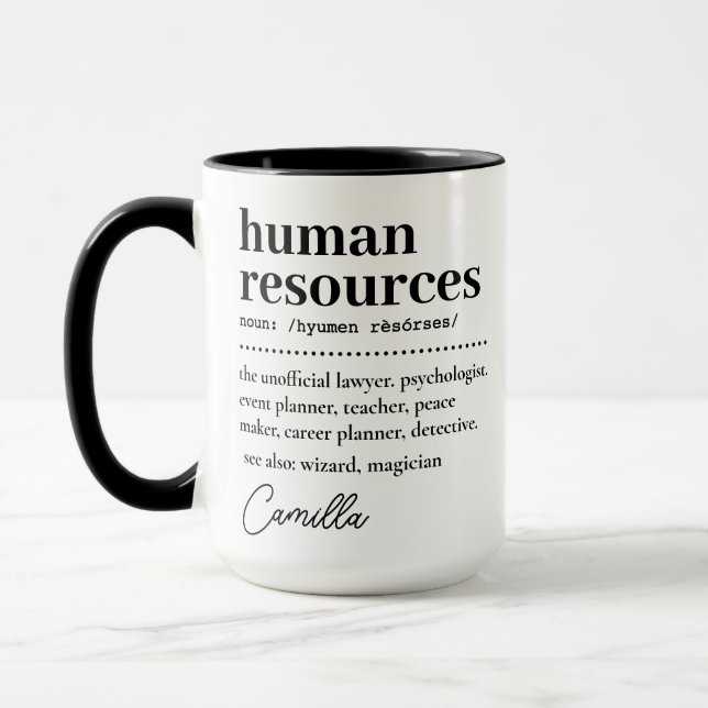 Mug Cadeau d'appréciation RH, Définition des ressource (Gauche)