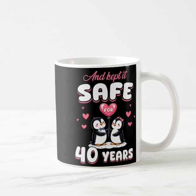 Mug Cadeau de 40 ans de mariage pour manchots couples  (Droite)