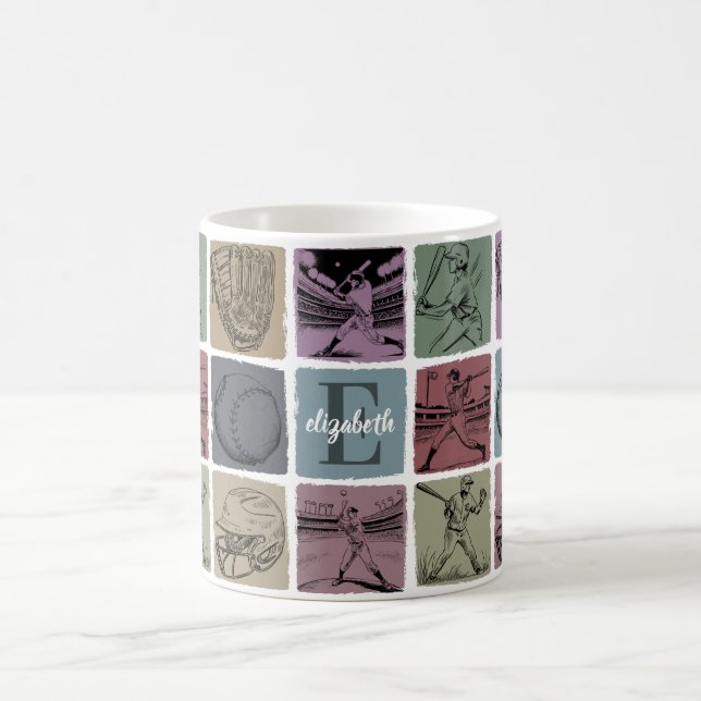 Mug Cadeau de baseball personnalisé initial Cadeau pou (Centre)