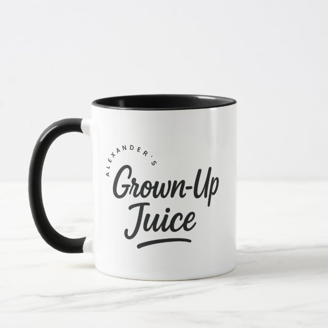 Mug Cadeau de café personnalisé avec nom - Jus pour ad (Gauche)