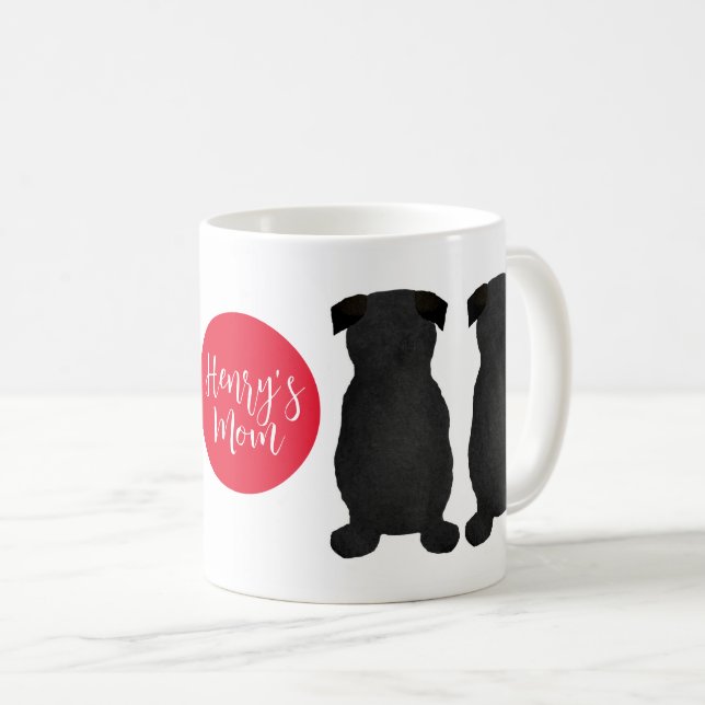 Mug Cadeau de Carlin noir pour maman (Devant droit)