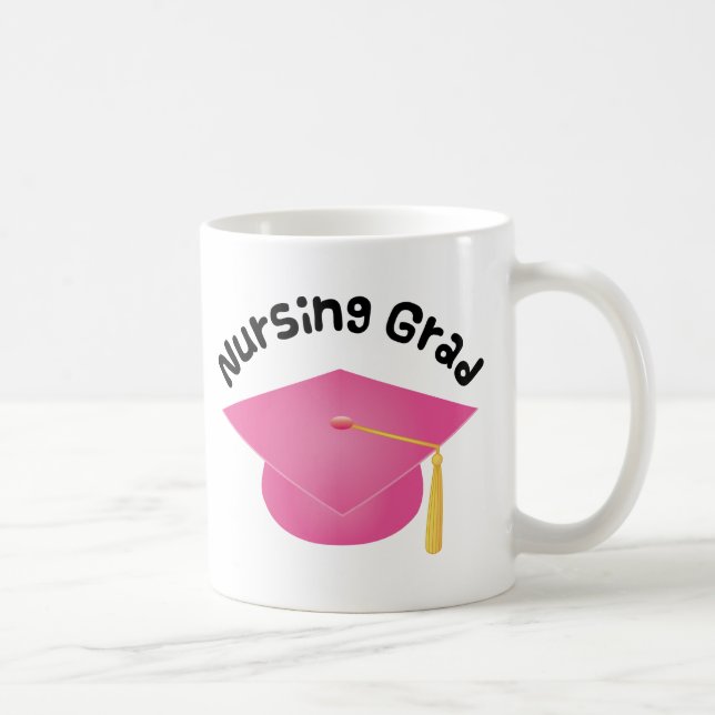 Mug Cadeau de casquette de diplômé de rose de diplômé (Droite)