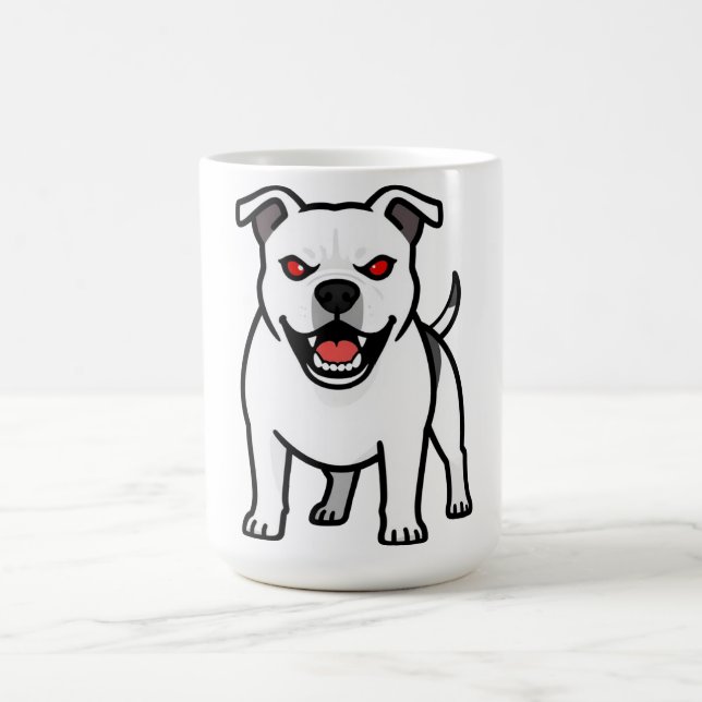 Mug Cadeau de chien de dessin animé Pitbull blanc aux  (Centre)