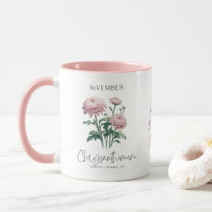 Mug Cadeau de chrysanthème, fleur du mois de naissance