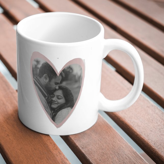 Mug Cadeau de coeur rose - Photo et message personnali (Couples Gift Custom Mug Holidays)