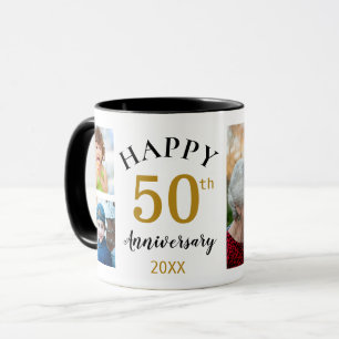 Mug Cadeau de collage photo 5 pour le 50e anniversaire