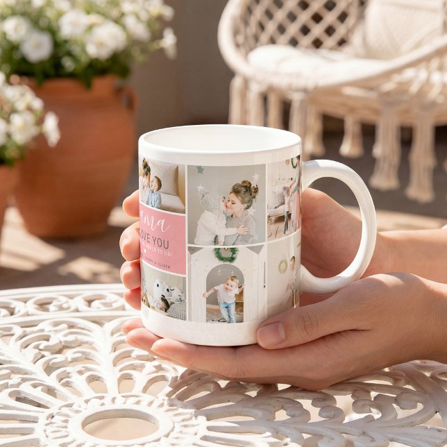 Mug Cadeau de collage photo de maman moderne mignonne (Créateur téléchargé)
