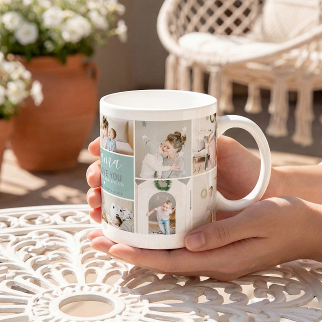 Mug Cadeau de collage photo de maman moderne mignonne (Créateur téléchargé)