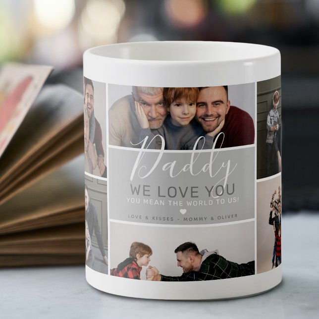 Mug Cadeau de collage photo de papa moderne mignon (Créateur téléchargé)